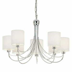 Pendelleuchte Endon Phantom 7-flammig Chrom Weiß Stoff E14 dimmbar small 0