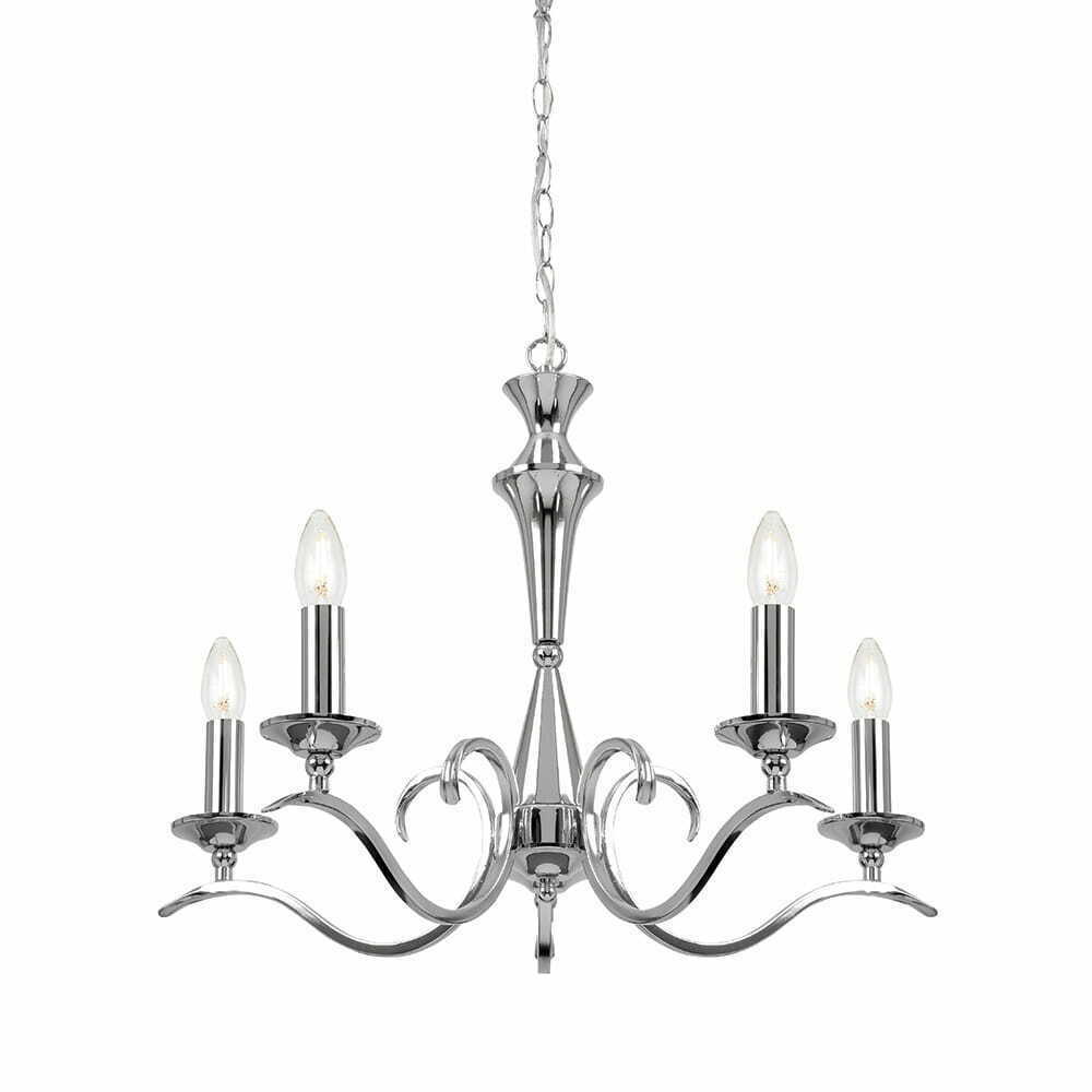Pendelleuchte Endon Kora 5-flammig Chrom Nickel E14 LED dimmbar Steel