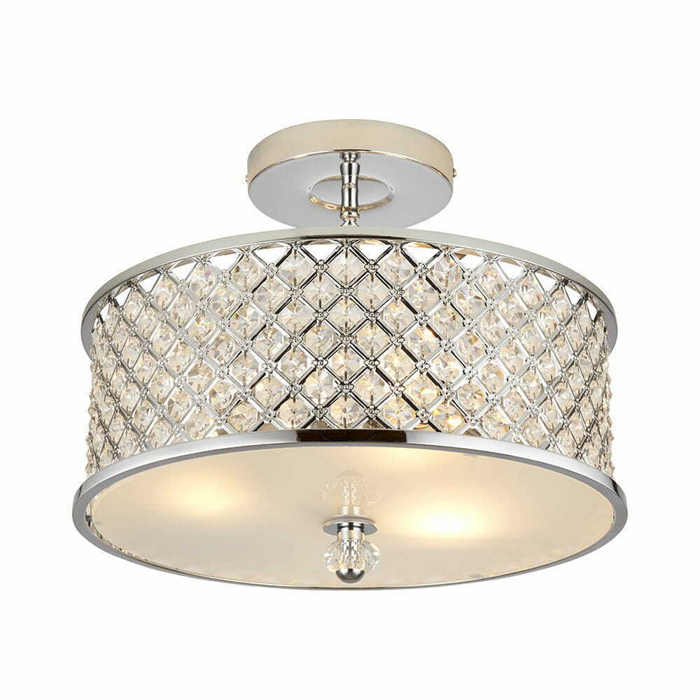 Endon Hudson Chrome Crystal 3-Light Ceiling Light 40.5cm