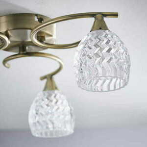 Endon Boyer Deckenleuchte 3-flammig G9, Antikmessing, geschliffenes Glas, Ø40 cm small 1