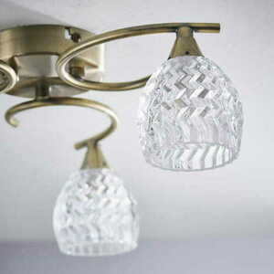 Endon Boyer Deckenleuchte 3-flammig G9, Antikmessing, geschliffenes Glas, Ø40 cm small 3