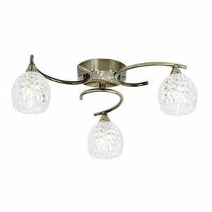 Endon Boyer Deckenleuchte 3-flammig G9, Antikmessing, geschliffenes Glas, Ø40 cm small 0