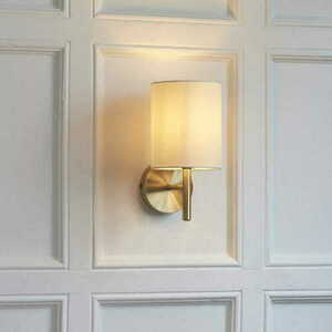 Wandleuchte Endon Brio 1-flammig Messing Weiß Stoff E14 dimmbar BRIO-1WBAB small 1