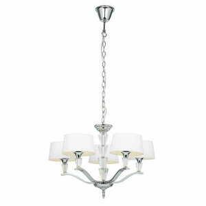 Pendelleuchte Endon Fiennes FIENNES-5NI, 5 × E14 max 40 W, ø65 cm, Chrom, Kristall, weiße Schirme small 0