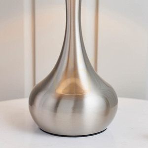 Endon Piccadilly 61192 Tischleuchte, satiniertes Nickel, dunkelgrauer Stoffschirm, E14, 42 cm small 4