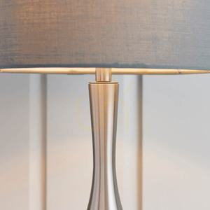 Endon Piccadilly 61192 Tischleuchte, satiniertes Nickel, dunkelgrauer Stoffschirm, E14, 42 cm small 5