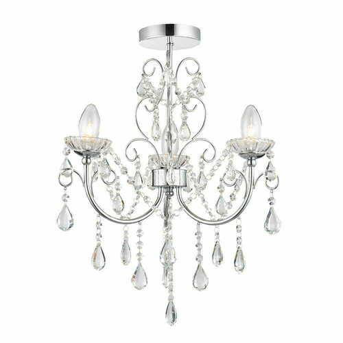 Prüfen Endon Tabitha 61251 LED Deckenleuchte Chrom Kristall 3-flammig dimmbar IP44