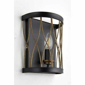 Wandleuchte Endon Heston Schwarz/Messing Stahl E14 LED dimmbar 61499 small 1