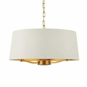 Pendelleuchte Endon Harvey 3-flammig Weiß/Gold Stoff E14 50 cm LED dimmbar small 4