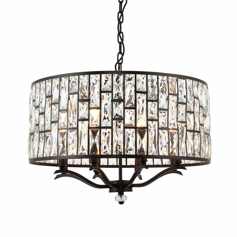 Endon Belle Brown Crystal 8-Light Pendant Lamp 62 cm
