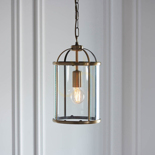 Prüfen Pendelleuchte Endon Lambeth 69454, Antikmessing und klares Glas, 20 cm, E27