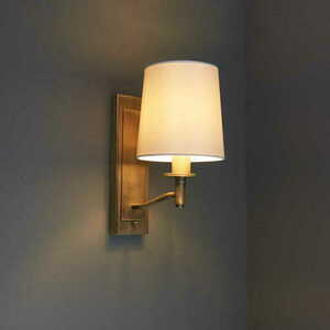 Wandleuchte Endon Ortona 70246 Antikmessing matt weißer Schirm E14 40 W mit Schalter 28,3 cm small 1