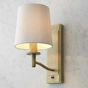 Wandleuchte Endon Ortona 70246 Antikmessing matt weißer Schirm E14 40 W mit Schalter 28,3 cm small 2