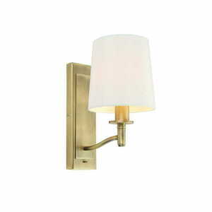 Wandleuchte Endon Ortona 70246 Antikmessing matt weißer Schirm E14 40 W mit Schalter 28,3 cm small 0