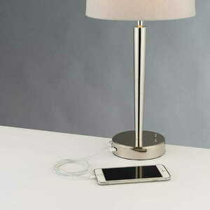 Endon Syon 72175 Tischleuchte mit USB-Anschluss E14 Nickel Mink-Schirm 51,5 cm small 4
