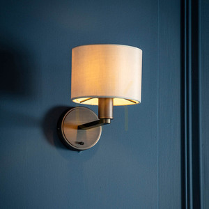 Endon Daley 73018 Wandleuchte E14 – dunkle Antikbronze, cremefarbener Stoffschirm small 3