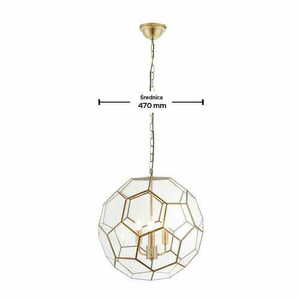 Pendelleuchte Endon Miele 73560, 3 × E14, Antikmessing und Klarglas, Ø 47 cm small 3