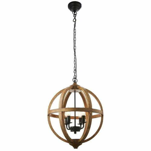 Prüfen Pendelleuchte Endon Toba Holz braun 4-flammig E14 dimmbar 73575