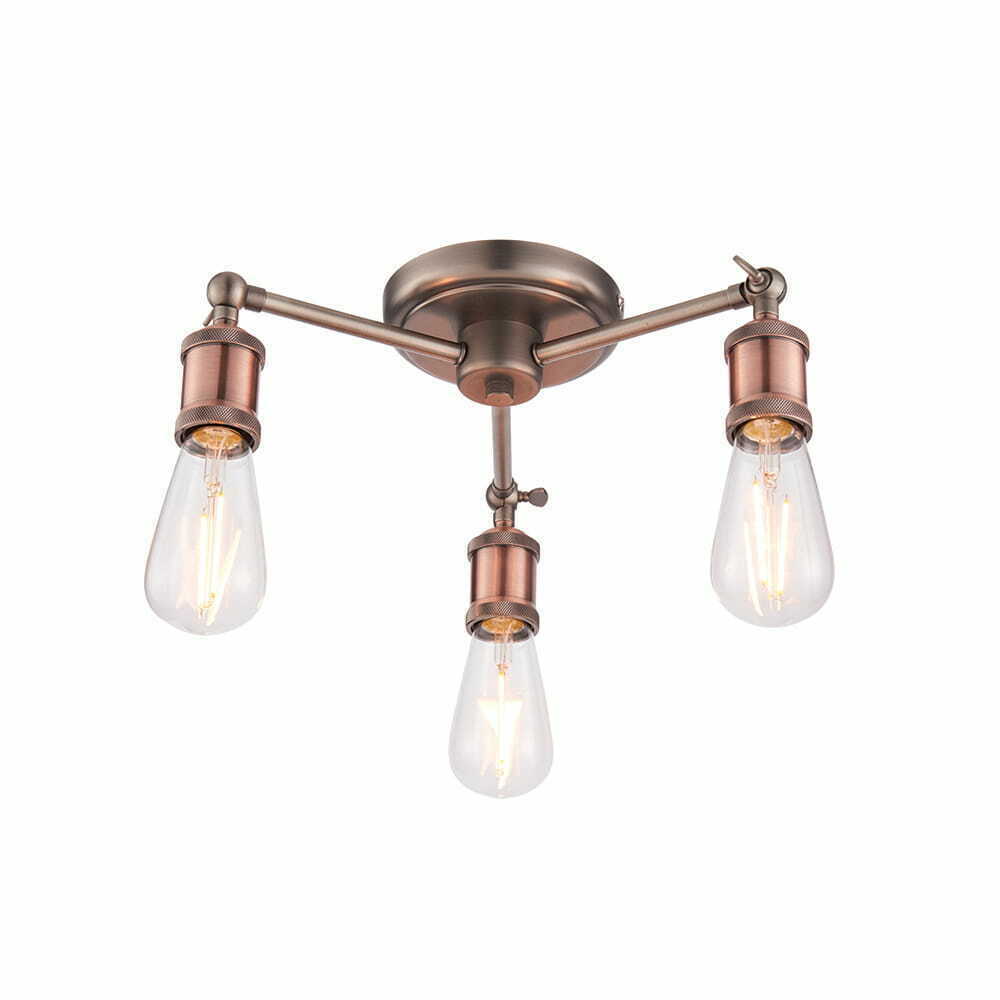 Taklampa Endon Hal 3L Koppar/Silver Stål E27 Dimmbar 76124