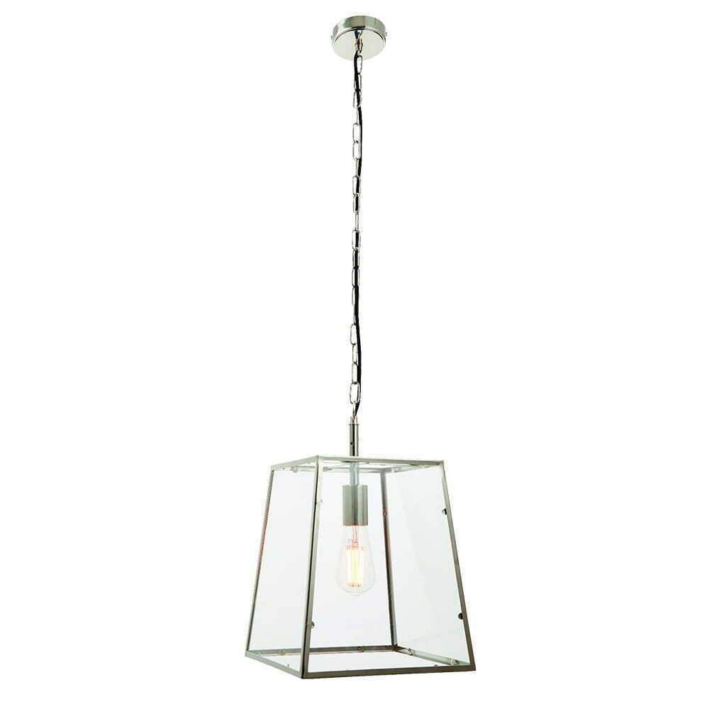 Pendellampa Endon Hurst silver glas E27 27,5 cm