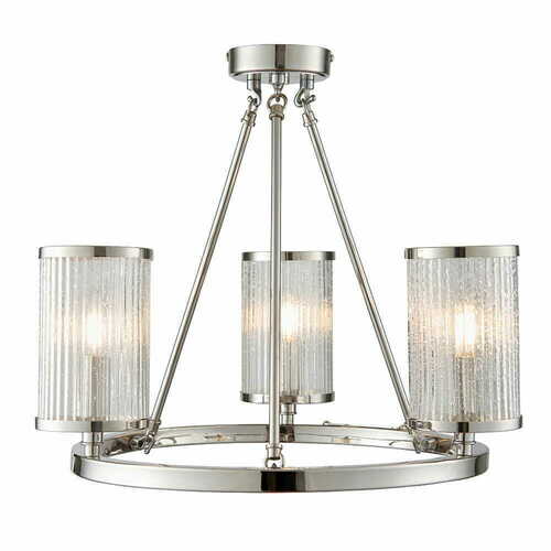 Prüfen Deckenleuchte Endon Easton 76261 Nickel transparent 3-flammig LED E14 aus Stahl und Glas