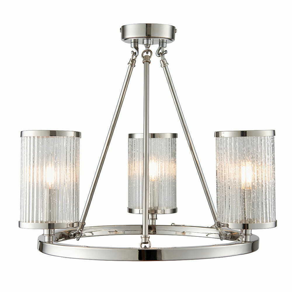 Plafonieră Endon Easton 76261 nichel sticlă 3xE14 dimerizabilă 48 cm
