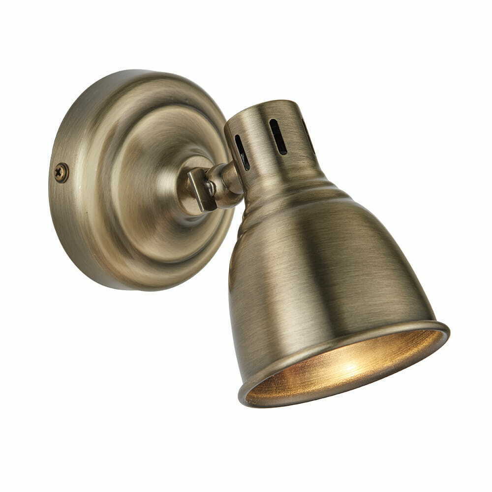 Endon Westbury Antique Brass Adjustable GU10 Wall Spotlight 76277