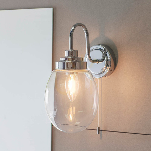 Prüfen Wandleuchte Endon Hampton Chrom Glas IP44 E14 76304