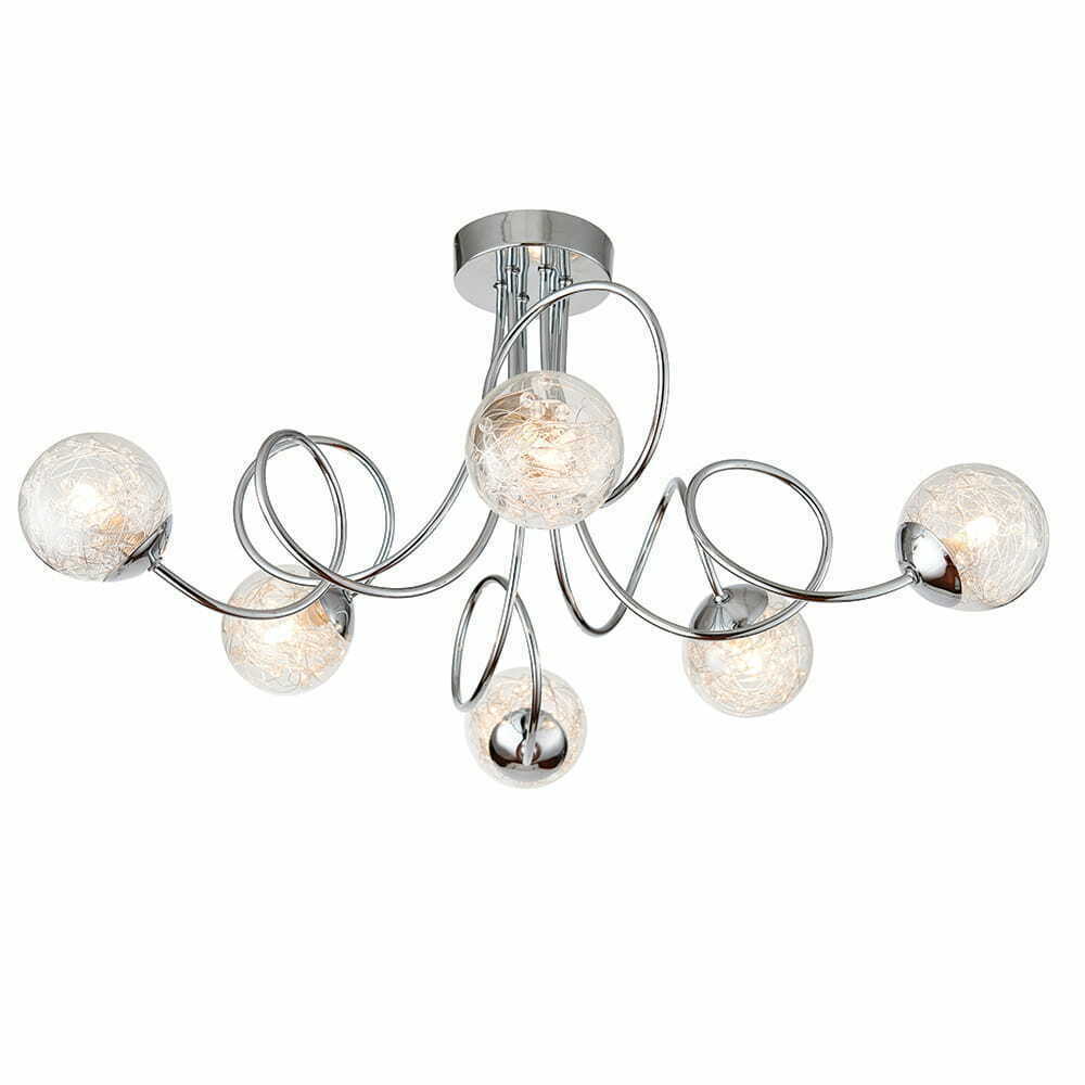 Endon Auria 76349 Chrome Glass 6-Light Ceiling Light
