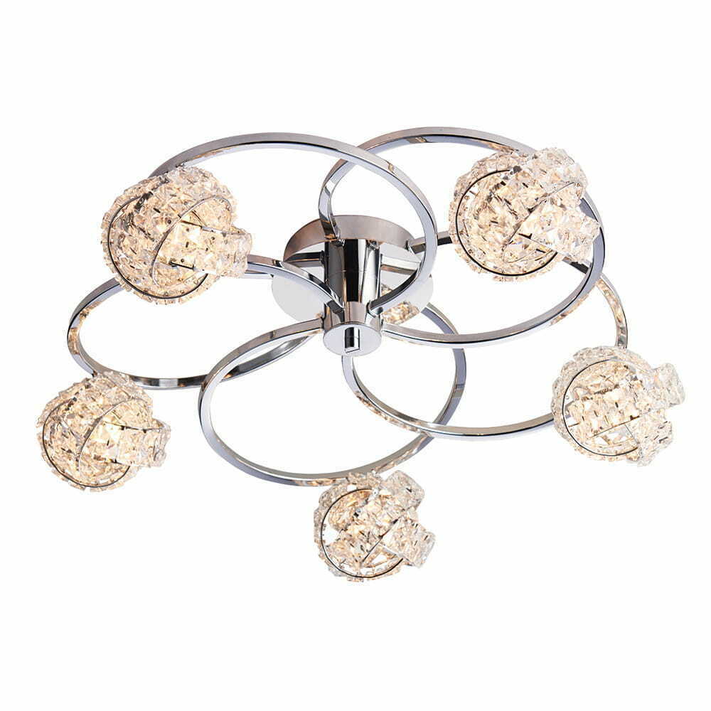 Endon Talia 5 Light Chrome Glass Ceiling Light 56cm 76595
