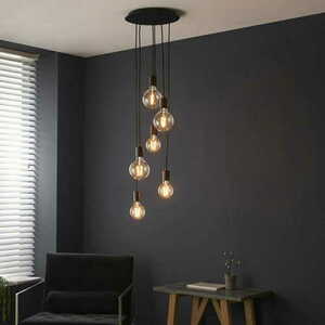 Pendelleuchte Endon Studio 6-flammig Schwarz Stahl E27 81535 small 3