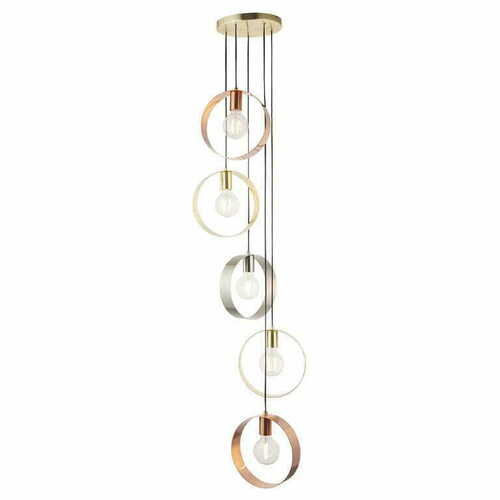 Prüfen Pendelleuchte Endon Hoop 5-flammig LED dimmbar Gold/Nickel/Kupfer Metall 81923