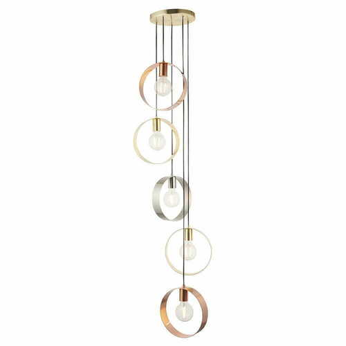 Prüfen Pendelleuchte Endon Hoop 5-flammig LED dimmbar Gold/Nickel/Kupfer Metall 81923