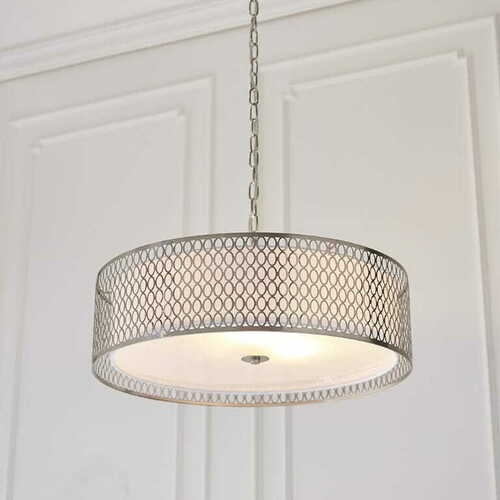 Prüfen Pendelleuchte Endon Cordero 3-flammig Nickel/Weiß E27 Ø56 cm