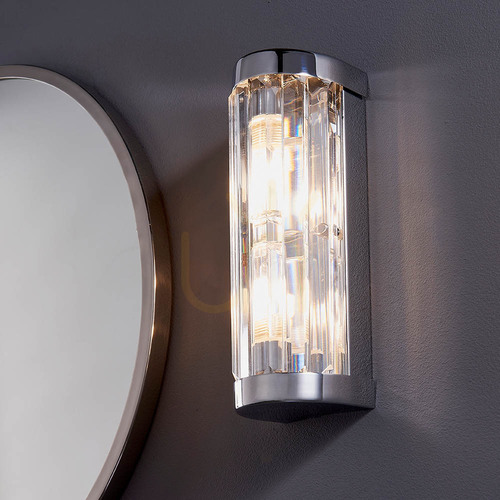Prüfen Wandleuchte Endon Shimmer Chrom Kristall 2-flammig G9 IP44 91820