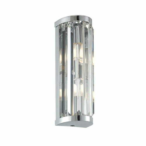 Prüfen Wandleuchte Endon Shimmer Chrom Kristall 2-flammig G9 IP44 91820