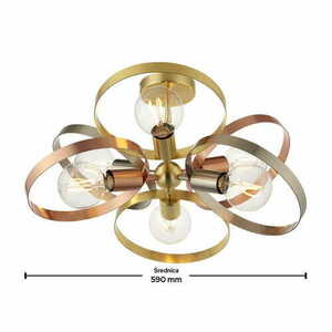 Halbhohe Deckenleuchte Endon Hoop 6×E27 Messing/Kupfer/Nickel Ø59 cm 91935 small 1