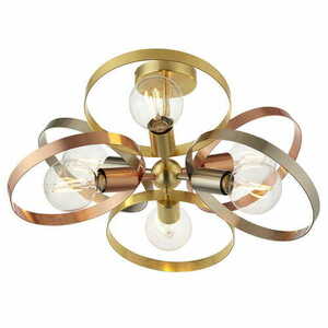 Halbhohe Deckenleuchte Endon Hoop 6×E27 Messing/Kupfer/Nickel Ø59 cm 91935 small 2
