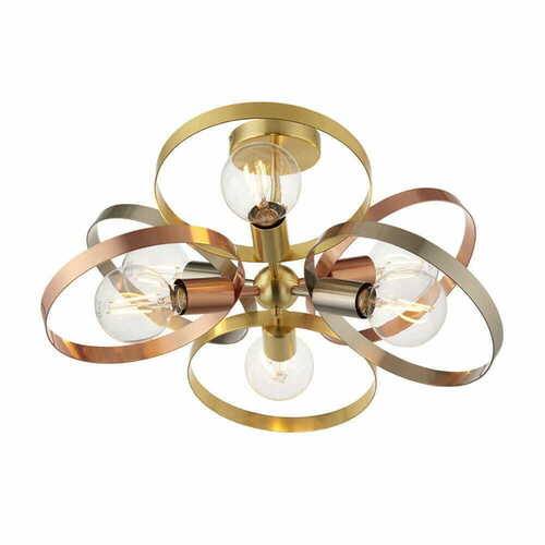 Prüfen Deckenleuchte Endon Hoop 6-flammig Messing E27 59 cm 91935
