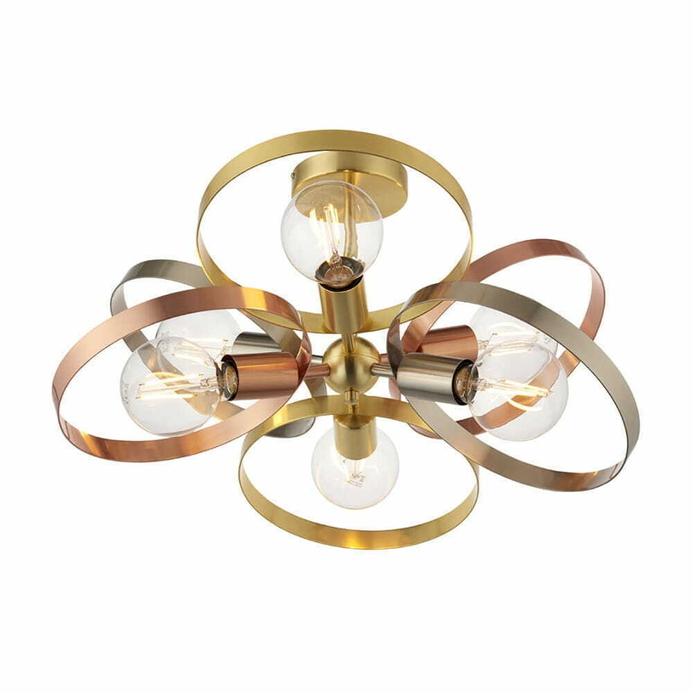Deckenleuchte Endon Hoop 6-flammig Messing E27 59 cm 91935