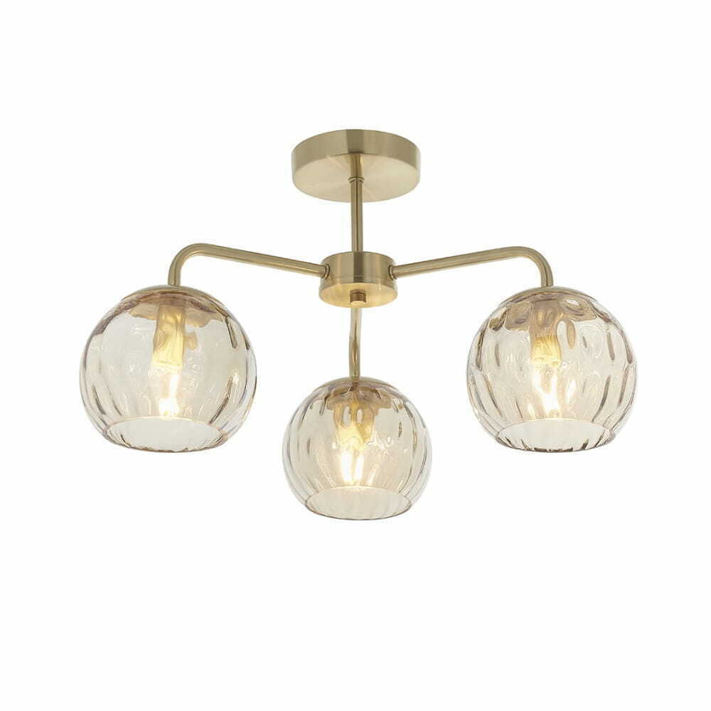 Taklampa Endon Dimple mässing glas 3-ljus E14 52 cm 91968