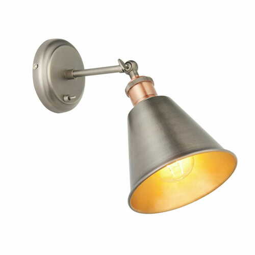 Prüfen Wandleuchte Endon Hal Silber/Kupfer Stahl E27 dimmbar 92866
