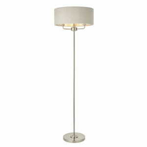 Stehleuchte Endon Highclere 94359, gebürstetes Chrom mit naturfarbenem Leinenschirm, 3xE14, 160 cm small 0