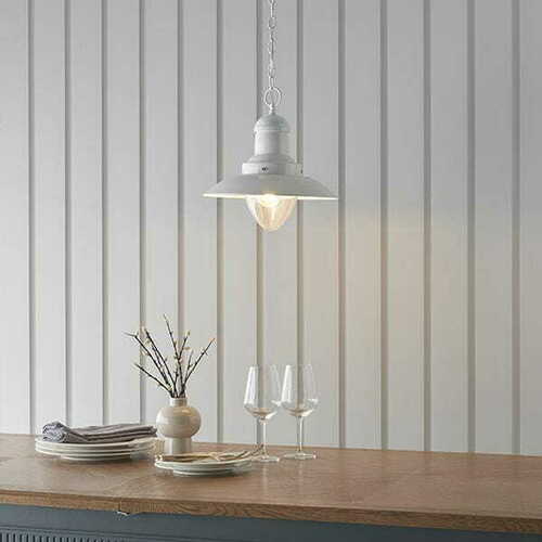 Prüfen Pendelleuchte Endon Polperro 94371 beige Glas E27 dimmbar vintage