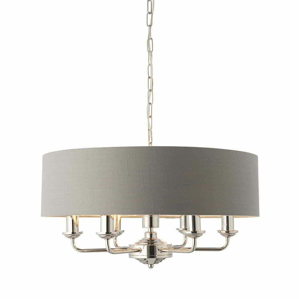 Endon Highclere 6-Light Charcoal Fabric Pendant Light 55cm 94373