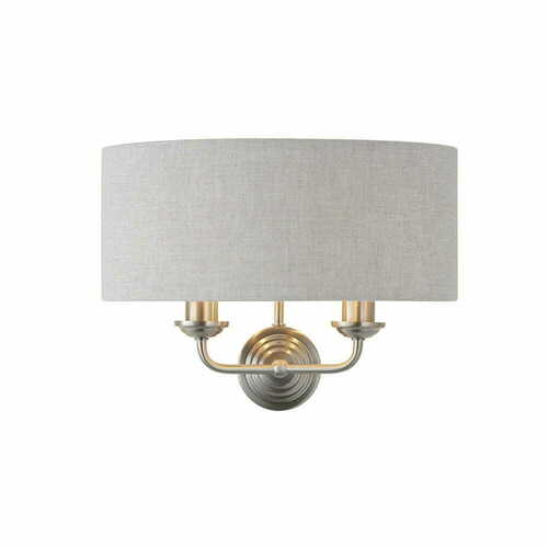 Prüfen Wandleuchte Endon Highclere 94403 beige Stoff E14 dimmbar 2-flammig