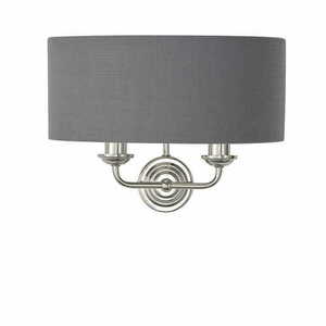 Wandleuchte Endon Highclere 2-flammig E14 Stoffschirm Dunkelgrau Silber 94406 small 2