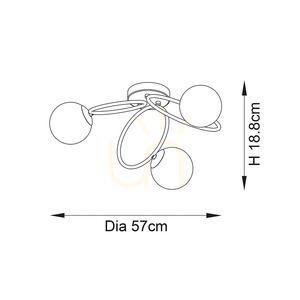 Endon Ellipse 95290 Deckenleuchte, 3×G9, Chrom und farbiges Glas, Ø57 cm small 7