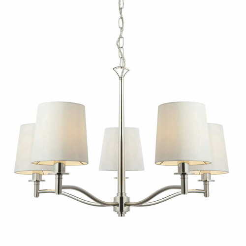 Prüfen Pendelleuchte Endon Ortona 5-flammig Nickel Weiß E14 Ø72 cm