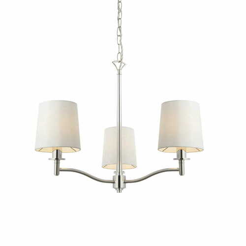 Prüfen Pendelleuchte Endon Ortona 95828 3-flammig Nickel Weiß Stoff E14 Dimmbar